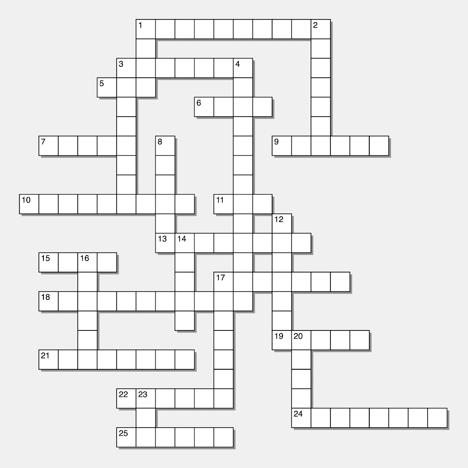 A crossword grid is laid out on the page.